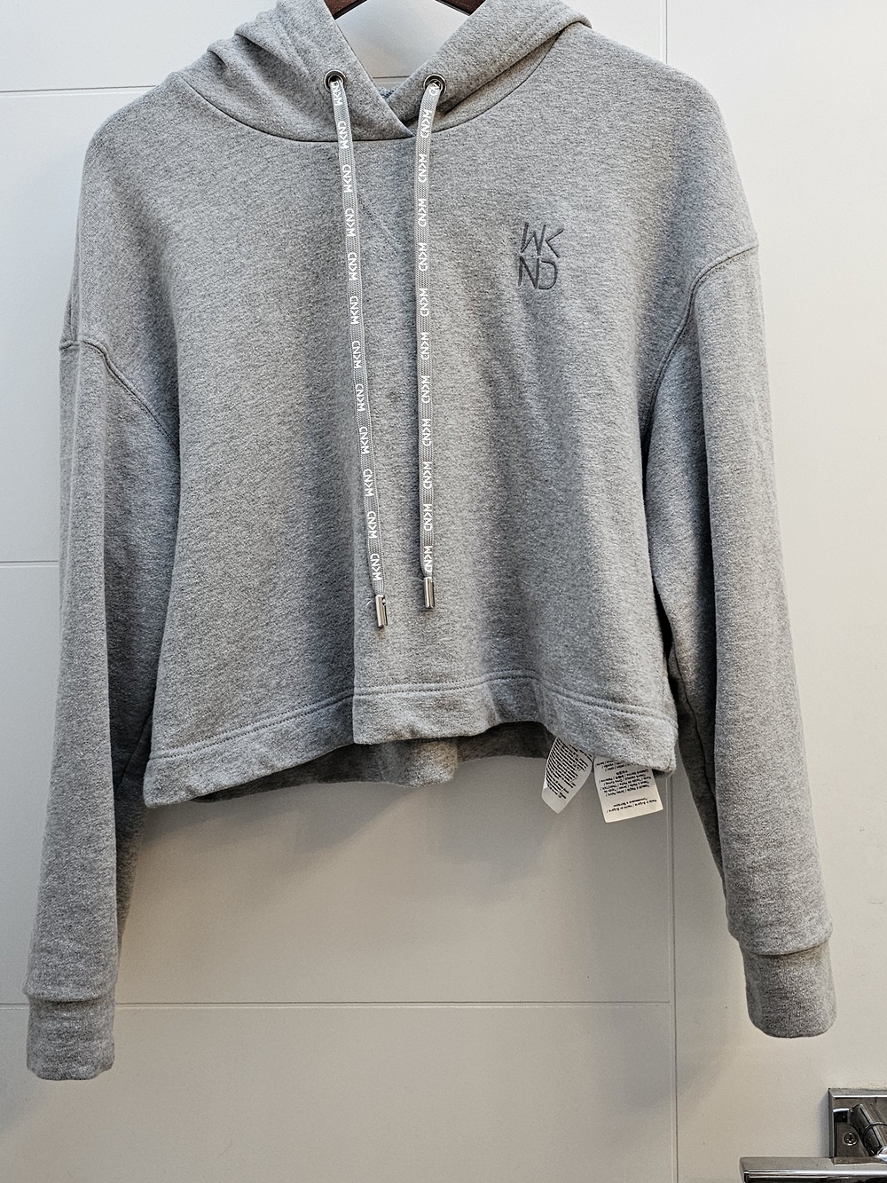 Weekend Max Mara Light Gray Cropped Hoodie Sweatshirt